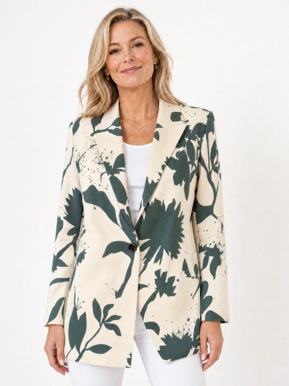 Marla Wynne Artistic Floral Print Blazer Large Modern Jacket NWOT